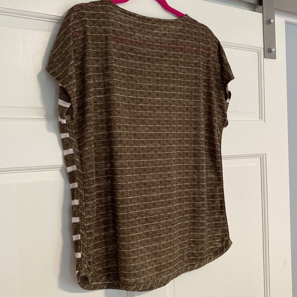 Chico’s striped, cap-sleeve t-shirt. Size 2 (10/L). - Picture 5 of 8